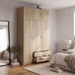 Ντουλάπα τρίφυλλη με πατάρι Alvia pakoworld sonoma 150x51x240εκ - Image 2