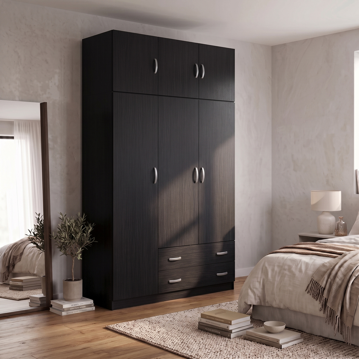 200-002082 Ντουλάπα τρίφυλλη με πατάρι Alvia pakoworld wenge 150x51x240εκ - Image 1