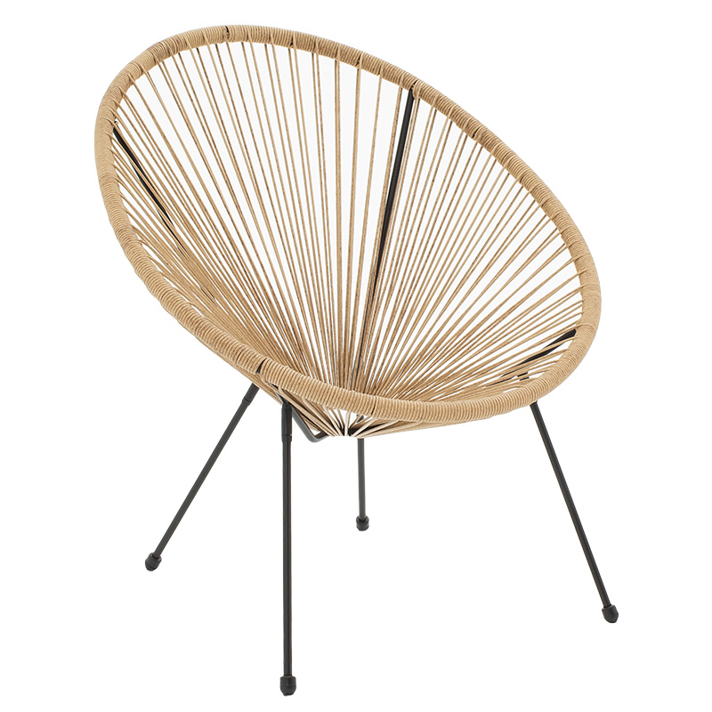 218-000028 Πολυθρόνα Acapulco pakoworld μεταλλο σε μαύρη-pe rattan σε φυσική απόχρωση 68.5x74.5x84εκ - Image 1