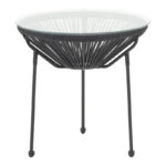 Τραπέζι Acapulco pakoworld μεταλλο-pe rattan σε μαύρη απόχρωση Φ50x52εκ