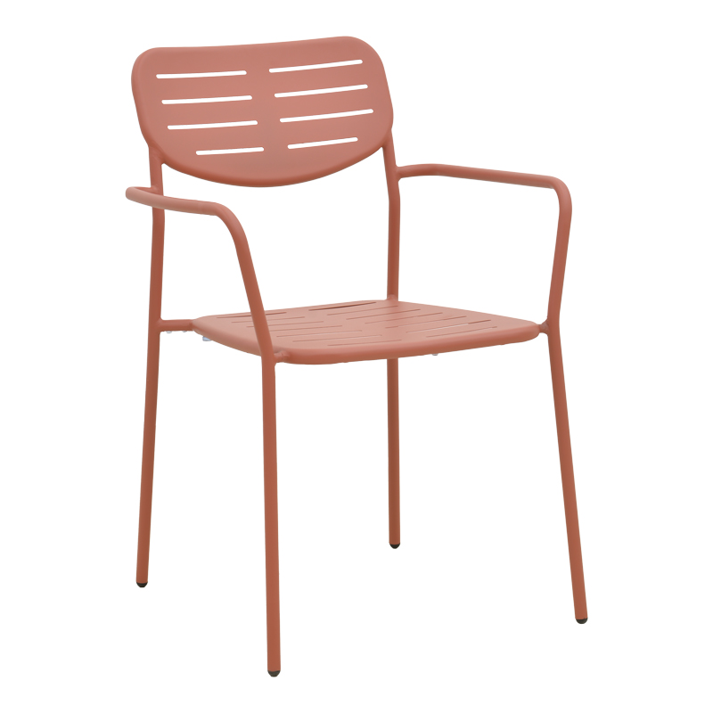 218-000045 Πολυθρόνα Deraby pakoworld στοιβαζόμενη terracotta μέταλλο 56x45.5x83εκ - Image 1