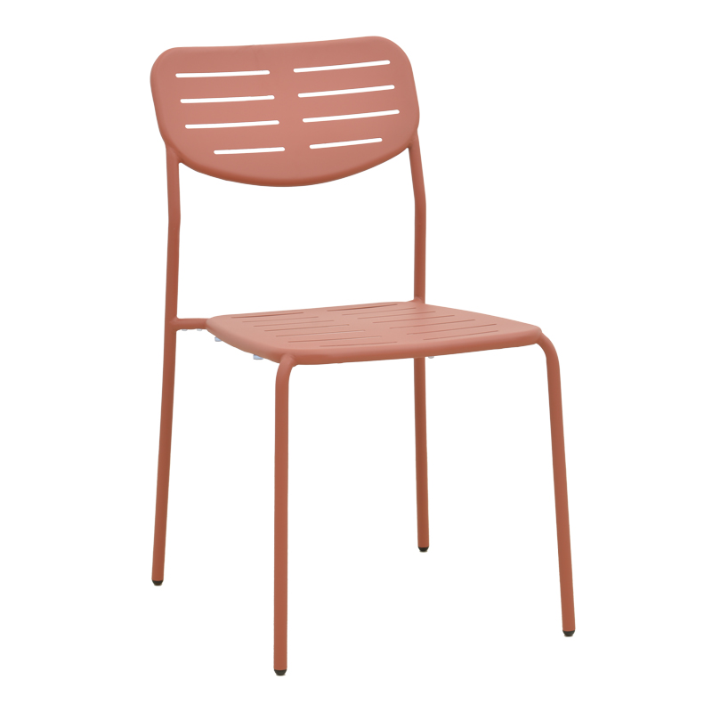 218-000048 Καρέκλα Deraby pakoworld στοιβαζόμενη terracotta μέταλλο 52.5x45.5x83εκ - Image 1