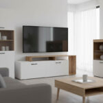 Έπιπλο τηλεόρασης Tobler pakoworld σε oak- λευκή απόχρωση 170x40x53εκ