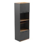 Ντουλάπα κουζίνας Rowan pakoworld σε ανθρακί-oak απόχρωση 60x42x182εκ