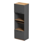 Ντουλάπα κουζίνας Rowan pakoworld σε ανθρακί-oak απόχρωση 60x42x182εκ - Image 3