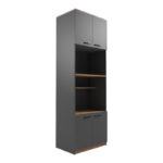 Ντουλάπα κουζίνας Rowan pakoworld σε ανθρακί-oak απόχρωση 60x42x182εκ - Image 4