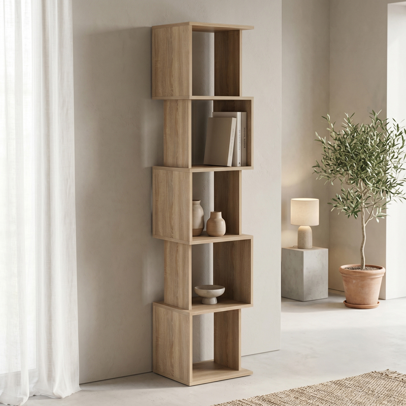 230-000172 Βιβλιοθήκη Cubik pakoworld sonoma 35x30x161εκ - Image 1