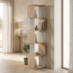 Βιβλιοθήκη Cubik pakoworld sonoma- γκρι μπεζ οψη μαρμάρου 35x30x161εκ
