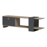 Έπιπλο τηλεόρασης Standi pakoworld σε sonoma-ανθρακί 120x25x36.8εκ - Image 5