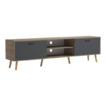 Έπιπλο τηλεόρασης Gorna pakoworld sonoma-ανθρακί 180x35x48.6εκ - Image 3