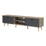 Έπιπλο τηλεόρασης Gorna pakoworld sonoma-ανθρακί 180x35x48.6εκ - Image 5
