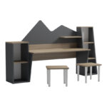 Παιδικό γραφείο με σκαμπο Dualto pakoworld sonoma-ανθρακί 180x30x93.6εκ - Image 2