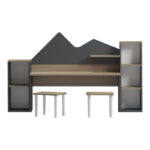 Παιδικό γραφείο με σκαμπο Dualto pakoworld sonoma-ανθρακί 180x30x93.6εκ - Image 3