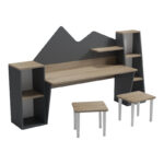 Παιδικό γραφείο με σκαμπο Dualto pakoworld sonoma-ανθρακί 180x30x93.6εκ - Image 4