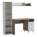 Σύνθεση γραφείου Kontor pakoworld sonoma-λευκό 160x50x158,2εκ - Image 2