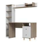 Σύνθεση γραφείου Kontor pakoworld sonoma-λευκό 160x50x158,2εκ - Image 4