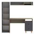 Σύνθεση γραφείου Kontor pakoworld sonoma-ανθρακί 160x50x158,2εκ - Image 3