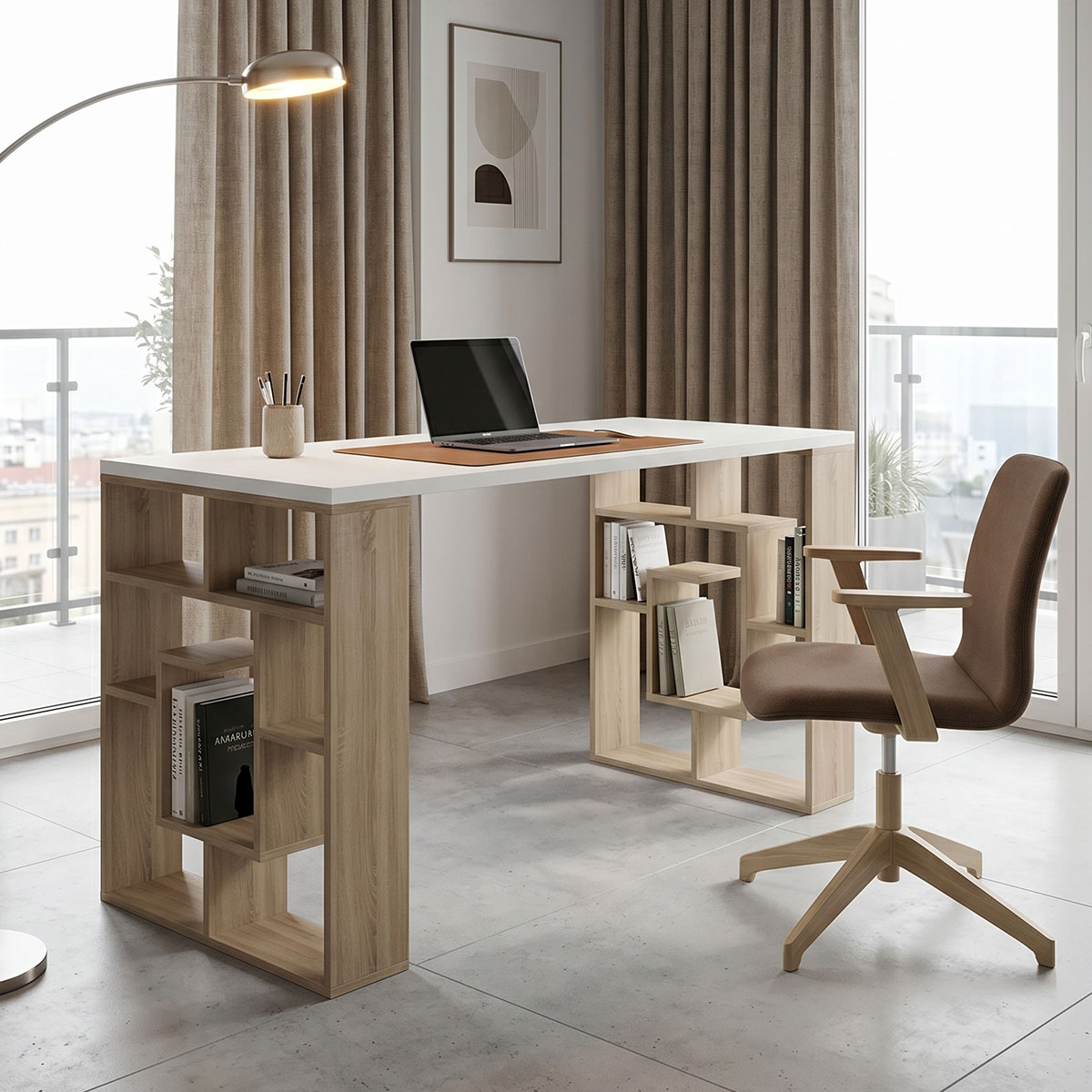230-000236 Γραφείο εργασίας Lovet pakoworld sonoma-λευκό 140x60x72εκ - Image 1
