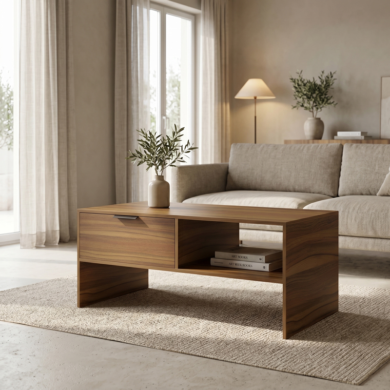 230-000266 Τραπέζι σαλονιού Felina pakoworld καρυδί 100x50x45εκ - Image 1