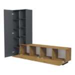 Σύνθετο σαλονιού Tilveo pakoworld oak-ανθρακί 230x41.5x180εκ - Image 2