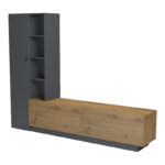 Σύνθετο σαλονιού Tilveo pakoworld oak-ανθρακί 230x41.5x180εκ - Image 5