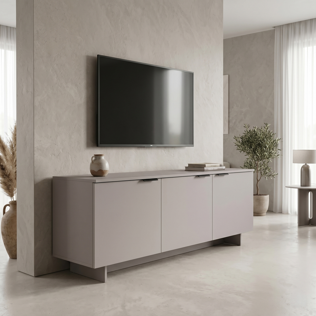 230-000277 Έπιπλο τηλεόρασης Beldon pakoworld taupe 150x42x55εκ - Image 1
