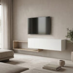 Έπιπλο τηλεόρασης επιτοίχιο Olande pakoworld sonoma-λευκό 210x35x48εκ