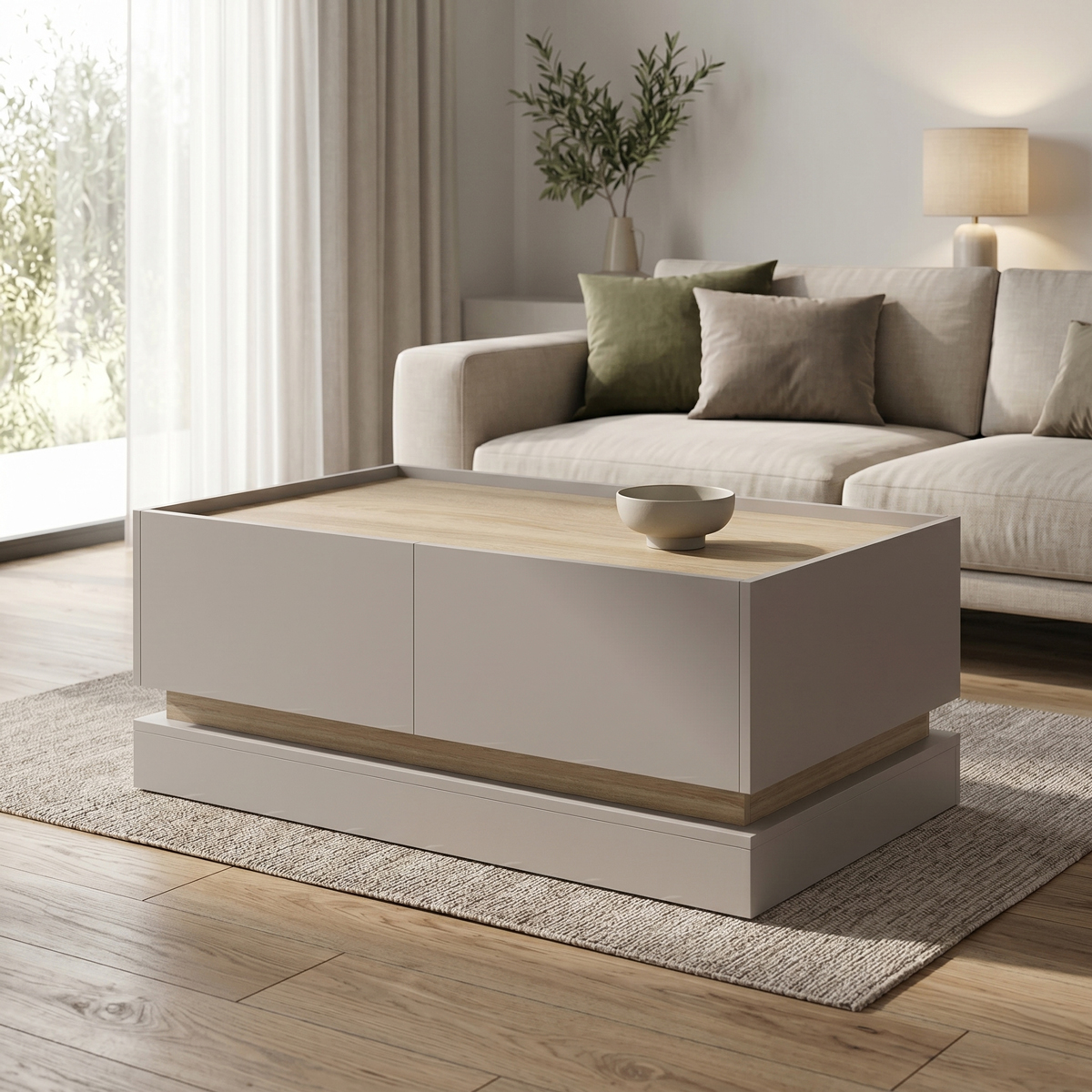 230-000288 Τραπέζι σαλονιού Wendo pakoworld taupe-sonoma 97x60x40εκ - Image 1