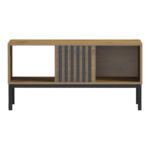 Τραπέζι σαλονιού Delanka pakoworld oak-μαύρο 92x50x46εκ - Image 3
