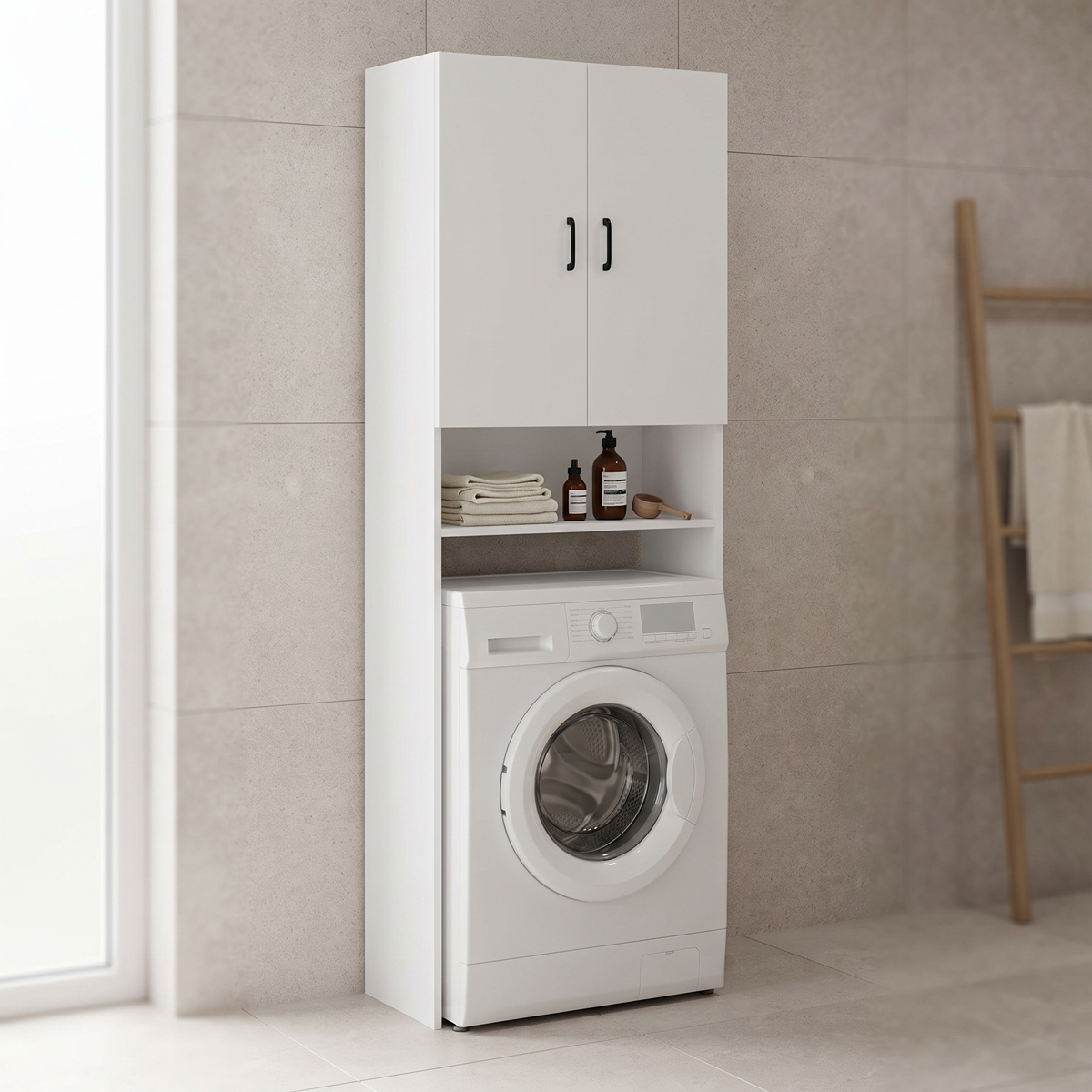 230-000300 Έπιπλο πλυντηρίου Tzelio pakoworld λευκό 65x30x180εκ - Image 1