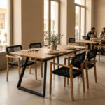 Τραπέζι επεκτεινόμενο Kannu pakoworld σε φυσική απόχρωση με μαύρα μεταλλικά πόδια 160-200x90x75εκ - Image 2