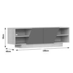 Έπιπλο τηλεόρασης Stevie pakoworld sonoma-ανθρακί 160x40x50εκ - Image 6