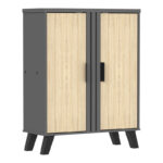 Παπουτσοθήκη-ντουλάπι Shoby pakoworld sonoma-ανθρακί 70.5x30x91εκ - Image 3