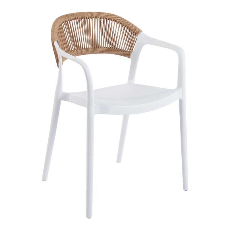 262-000050 Πολυθρόνα Ankara pakoworld στοιβαζόμενη pp-pe rattan σε λευκή-φυσική απόχρωση 54x55.5x77εκ - Image 1