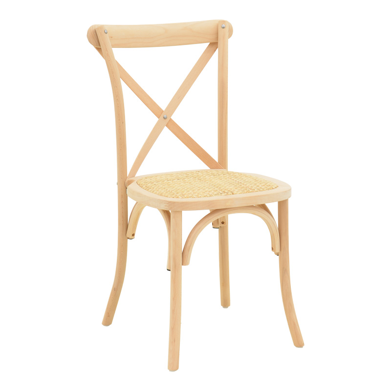 263-000056 Καρέκλα Dylon pakoworld στοιβαζόμενη ξύλο οξιάς-rattan άβαφη 48x52x89εκ - Image 1