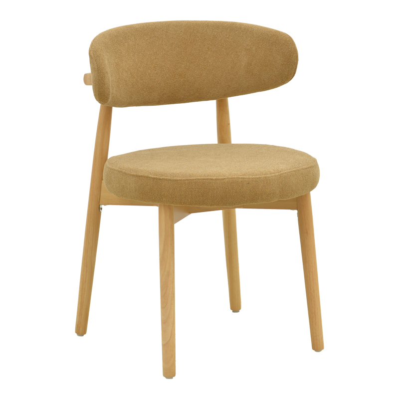 263-000059 Καρέκλα Luben pakoworld ύφασμα καφέ - rubberwood σε φυσική απόχρωση 53x54x79εκ - Image 1