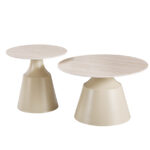 Τραπέζια σαλονιού Sculpt pakoworld σετ 2τεμ μέταλλο cappuccino- sintered stone σε όψης τραβερτίνης - Image 2