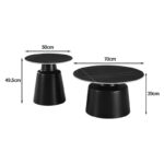 Τραπέζια σαλονιού Sculpt pakoworld σετ 2τεμ μέταλλο cappuccino- sintered stone σε όψης τραβερτίνης - Image 4