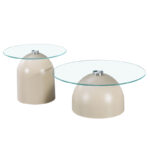 Τραπέζια σαλονιού Barel pakoworld σετ 2τεμ μέταλλο cappuccino- clear glass - Image 2