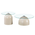 Τραπέζια σαλονιού Barel pakoworld σετ 2τεμ μέταλλο cappuccino- clear glass - Image 3