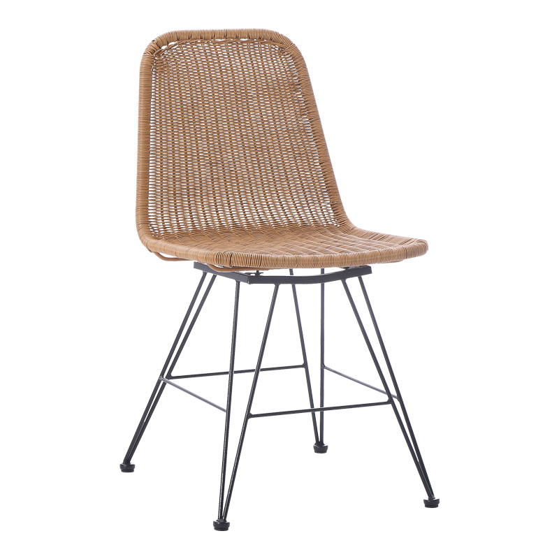 286-000015 Καρέκλα Pamela pakoworld pe rattan σε φυσική απόχρωση και μαύρα μεταλλικά πόδια 44x58x82εκ - Image 1