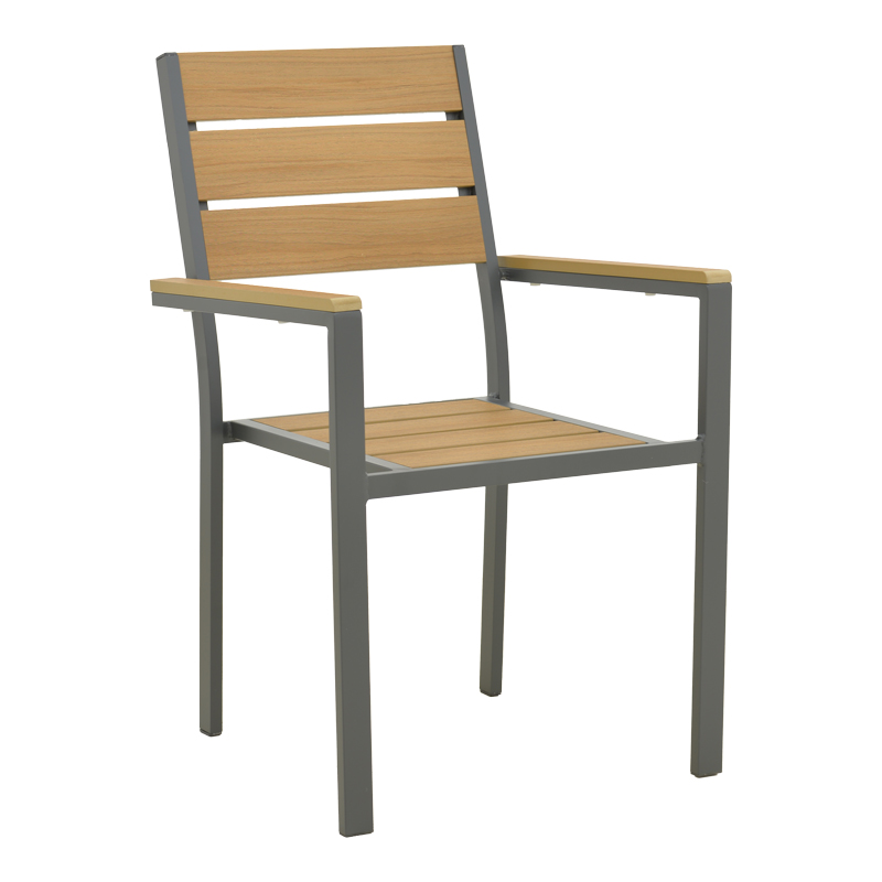 288-000033 Πολυθρόνα Breze pakoworld στοιβαζόμενη plywood σε φυσική-αλουμίνιο σε ανθρακί απόχρωση 57.5x60x88εκ - Image 1