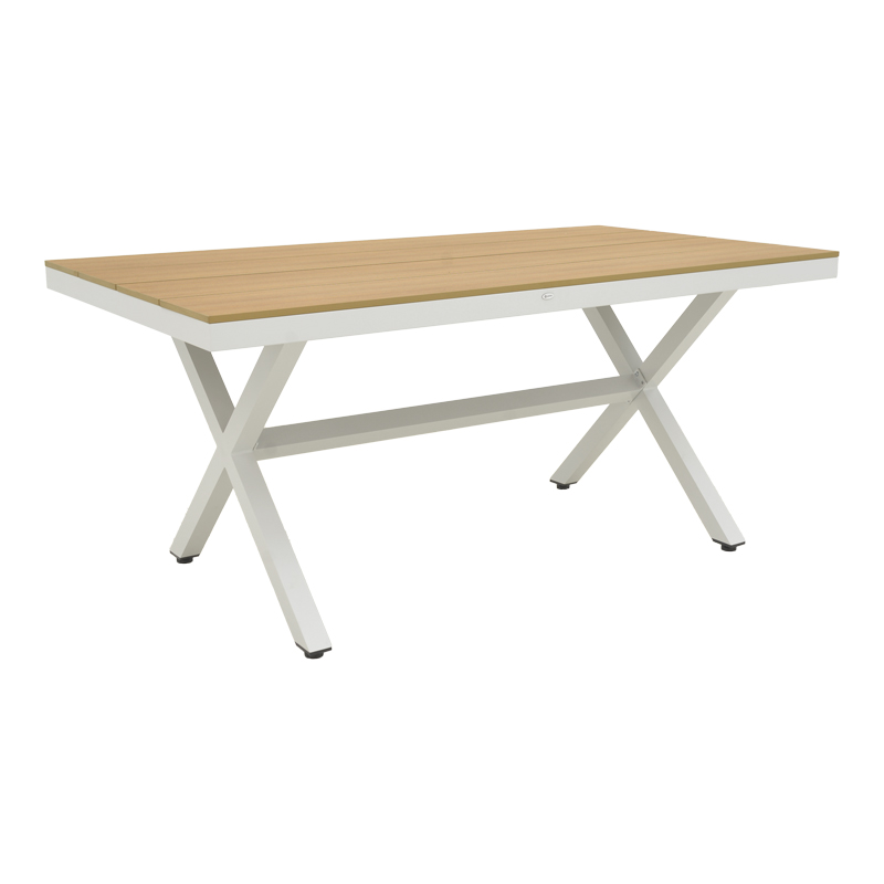 288-000041 Τραπέζι Thorio pakoworld plywood σε φυσική -αλουμινίο σε λευκή απόχρωση 160x90x75εκ - Image 1