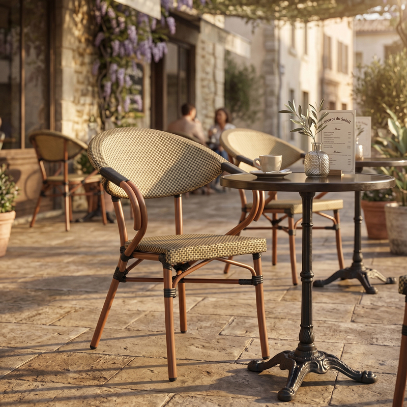 289-000024 Πολυθρόνα Isaia pakoworld καρυδί αλουμίνιο-textilene χρυσό 57x57x83εκ - Image 1