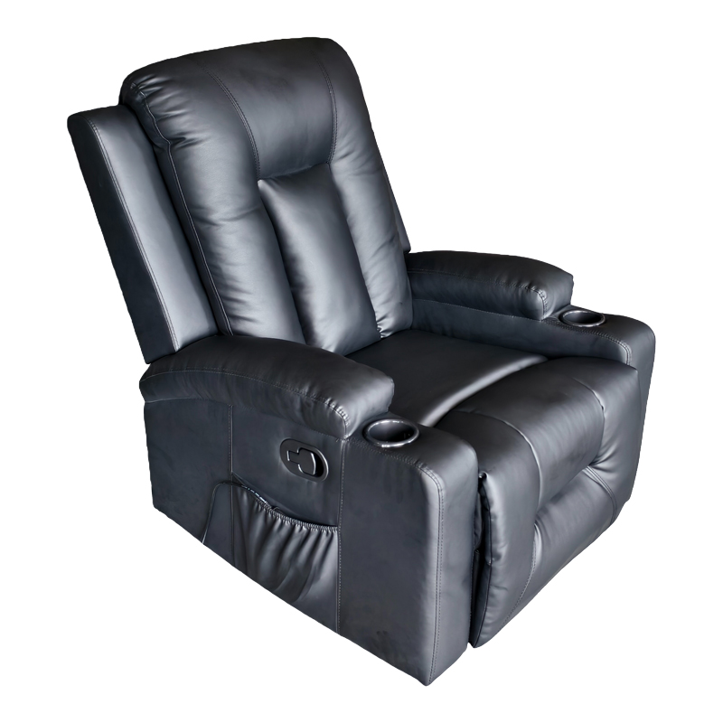 331-000003 Πολυθρόνα relax με μηχανισμό massage Gessel pakoworld PU σε μαύρη απόχρωση 80x90x98εκ - Image 1