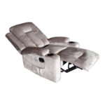 Πολυθρόνα relax Gessel pakoworld βελούδο σε γκρι απόχρωση 80x90x98εκ - Image 2