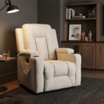 Πολυθρόνα relax με μηχανισμό massage Gessel pakoworld μπεζ ύφασμα 80x90x98εκ