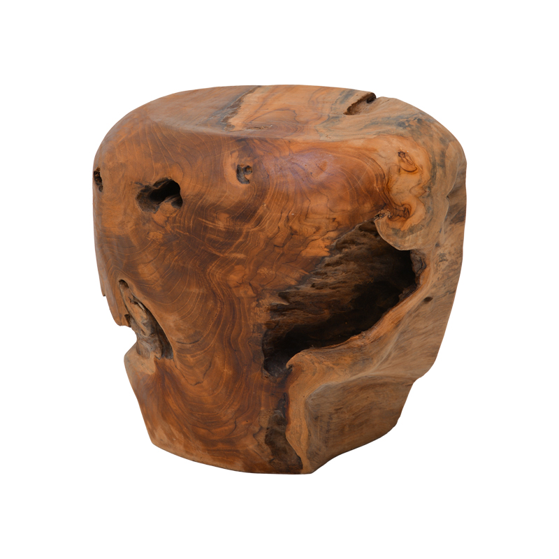 338-000037 Σκαμπό Bolare pakoworld teak ξύλο σε φυσική απόχρωση Φ40x35εκ - Image 1