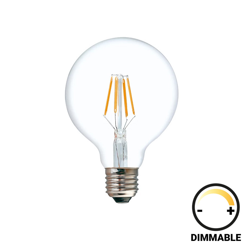 342-000075 Λαμπτήρας LED G80 Bulb pakoworld dimmable 8W E27 2700K clear - Image 1