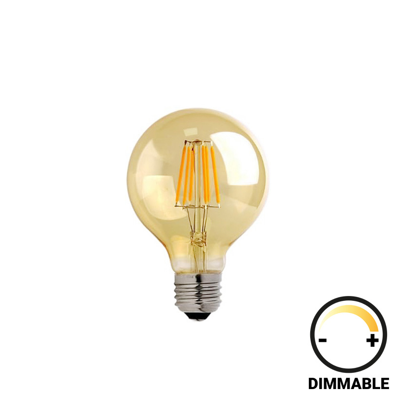 342-000076 Λαμπτήρας LED G80 Bulb pakoworld dimmable 8W E27 2700K amber - Image 1